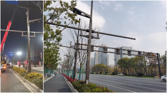 China Bestellte Lichtmast-StahlstraßenlaternePole mit den Armen für Kamera-Montage voraus fournisseur
