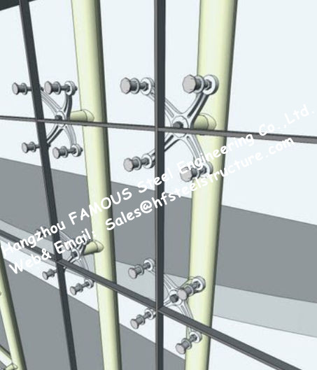 Punkt feste Glassystem-Zwischenwand-Kabel gespannte Fassade, die Starglass-System stützt 2