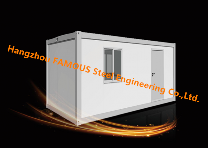 Modernes Stahlrahmen-modulares Fertigbehälter-Haus für Baubüro und vorrübergehende Kreditgewährung 0