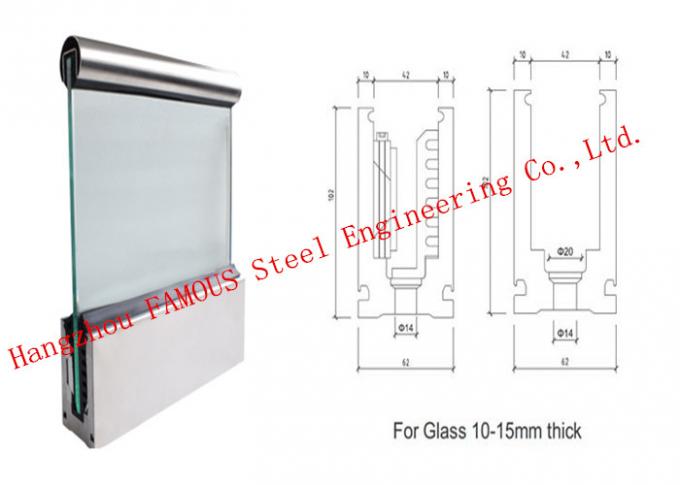 Inneneinrichtungs-Metallaluminiumglasbalustraden-U-Profilstäbeunterseite für zuhause und draußen 0