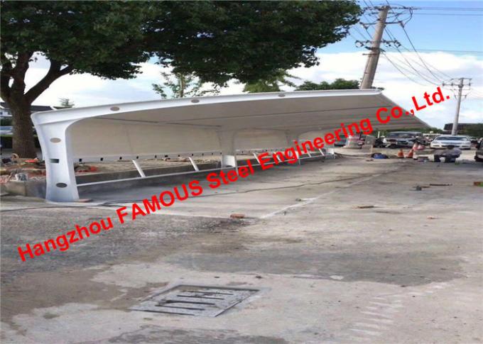 Freien-Auto-Parksonnenblende-Stahl-Rahmen schützt einzelnen Steigungs-Autoparkplatz mit gewölbtem Dach PVC-Gewebe 0