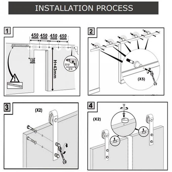 Schieben der Hartglas-Scheunen-Tür für Haus-Innenküchen-Badezimmer 3
