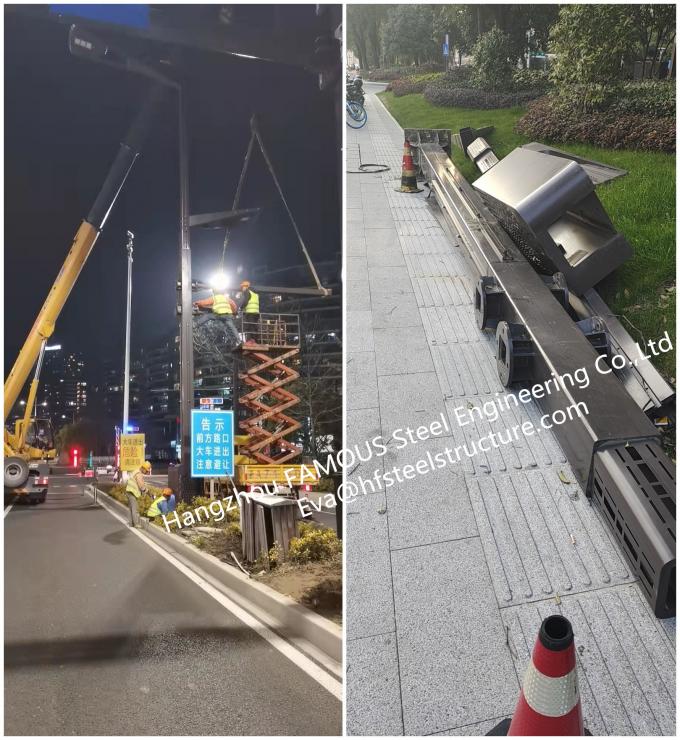 Integriertes galvanisiertes StahlstraßenlaternePole mit LED-Licht-Schirm-Verkehrsschild 3