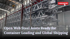 Offene Stahlbalken bereit für Containerladung und weltweiten Versand